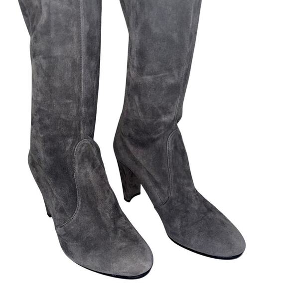 Stuart Weitzman Highland Stretch-Suede Over-The-Knee Londra Boots Gray Size 6.5M - Picture 3 of 10